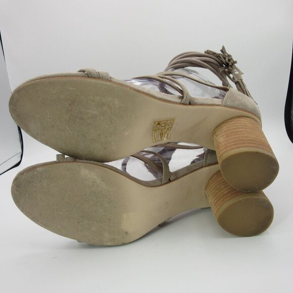 Jeffrey Campbell Despina Suede Ankle Cuff Block Heel Sandals Women's 8.5 Tan - Picture 5 of 7